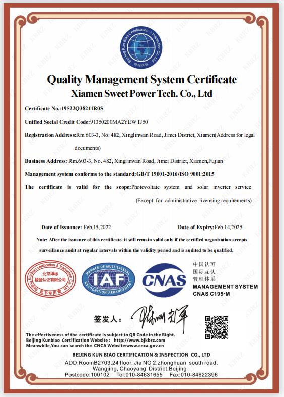 ISO 9001 Certification For SWTPOWETR